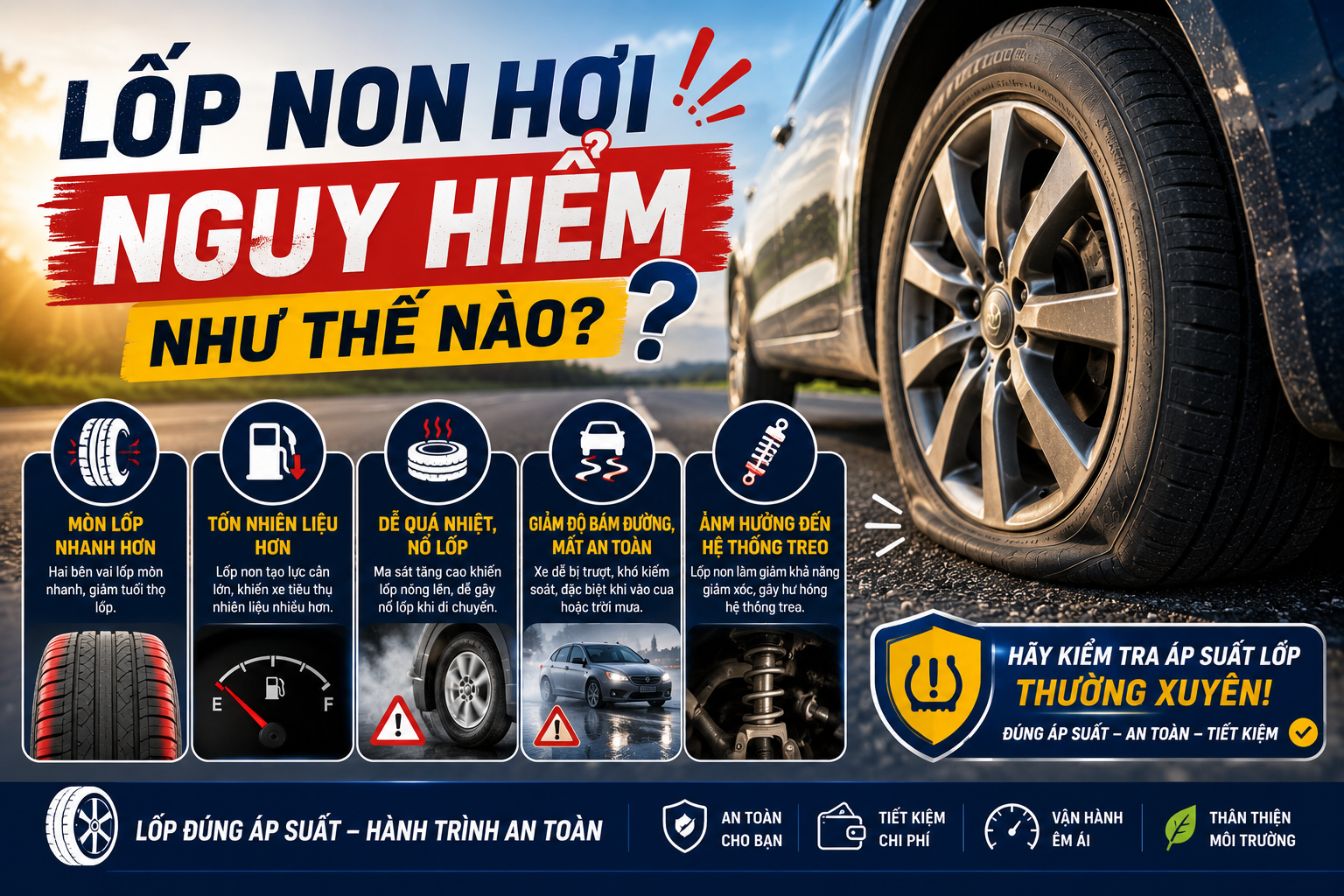 Lốp Non Hơi Nguy Hiểm Như Thế Nào? 7 Rủi Ro Tài Xế Cần Biết